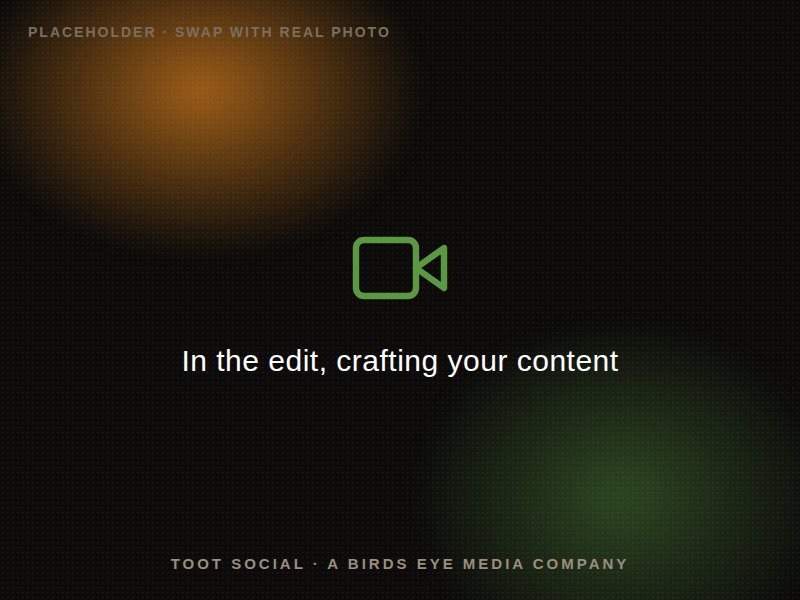 The Toot Social team editing photo and video content for a client